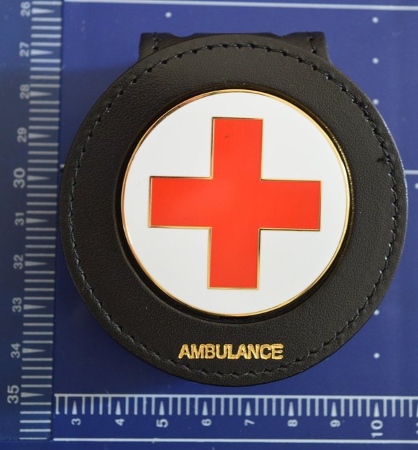 RED CROSS BADGE & CLIP ON TEXT AMBULANCE