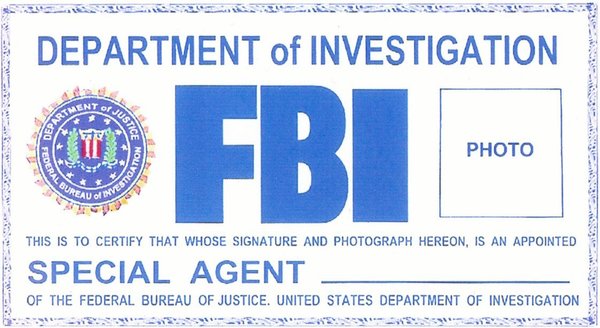 FBI COLOR MOVIE TV PROP ID CARD