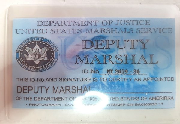 US MARSHAL MOVIE TV PROP ID CARD